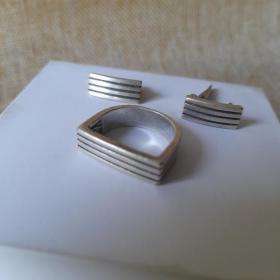 Комплект кольцо и серьги Jenavi, серебрение