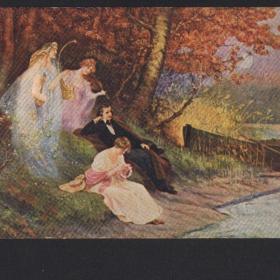 Старинная открытка А. Шрам "Поэзия" Чистая