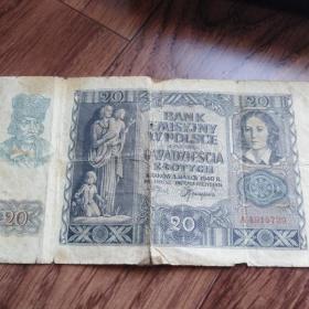Банкнота 1940г Польша 20 злотых 