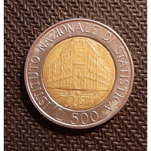 Италия 500 лир, 1996  Юбилейная 70 лет Национальному институту статистики