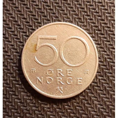 Монета 50 эре (ORE) 1978 год Норвегия F