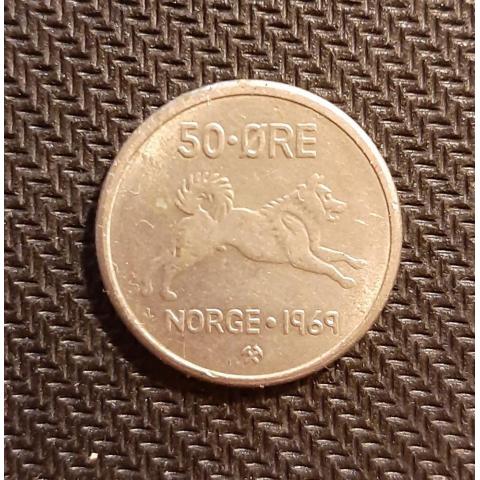 Монета 50 эре (ORE) 1964 год Норвегия