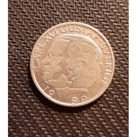 Монета 1 крона 1999 год Швеция VF