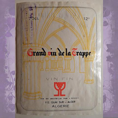 Этикетка. Вино "Grand vin de la Trappe", Алжир. 1976 год