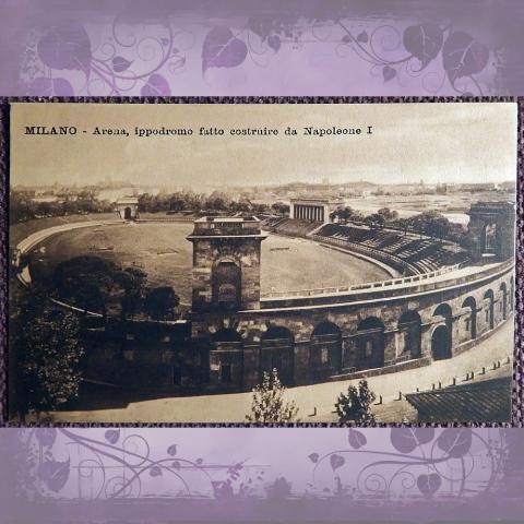 Антикварная открытка "Милан. Арена ипподрома, построенная Наполеоном Первым". Италия