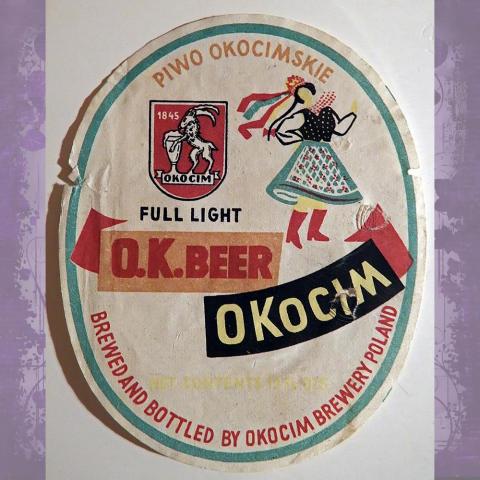 Этикетка. Пиво "O.K.Beer. Okocim" (Польша)