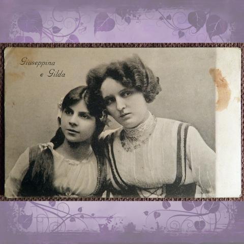 Антикварная открытка "Джузеппина и Джильда"
