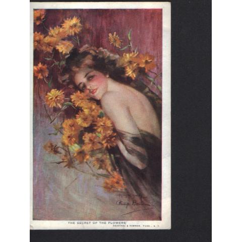 Старинная английская открытка "The secret оf the flowers". Чистая